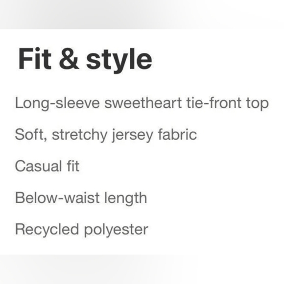 Ava & Viv BLUE BLACK Long Sleeve Sweetheart Neck Tie Front Jersey Fabric Top - Picture 9 of 9